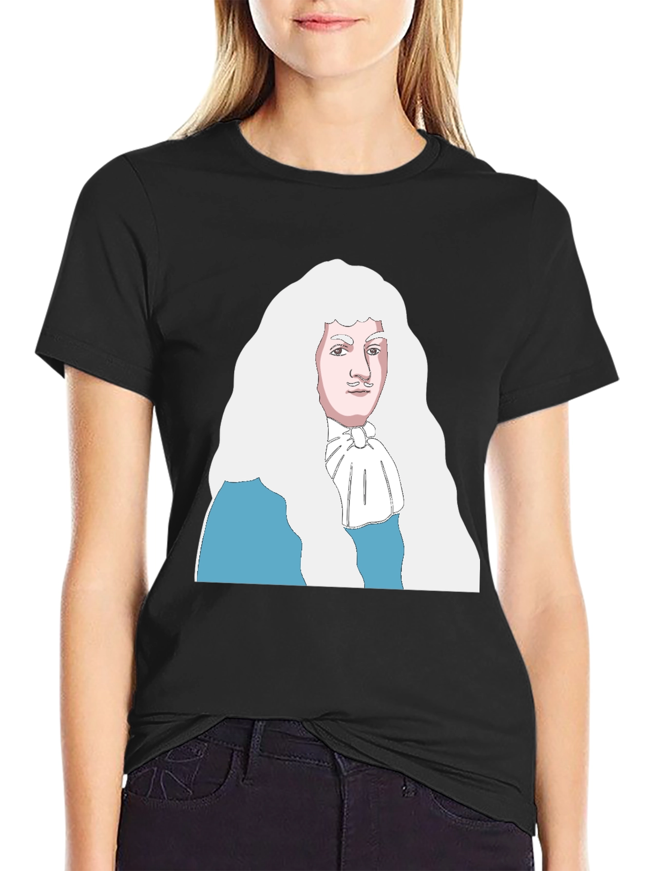Black T-Shirt with Cartoon Aristocrat Design