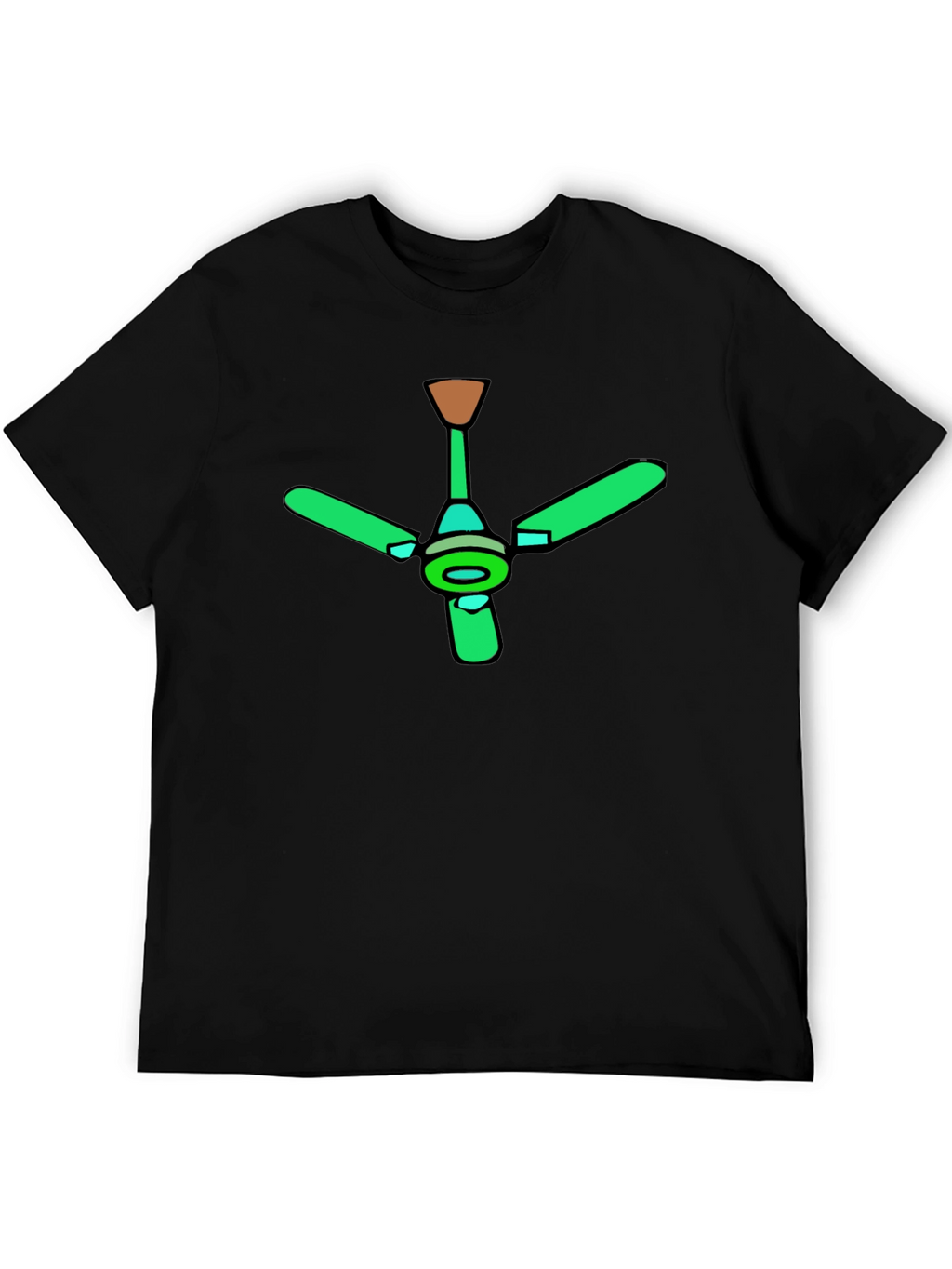 Green Ceiling Fan Graphic Black T-Shirt