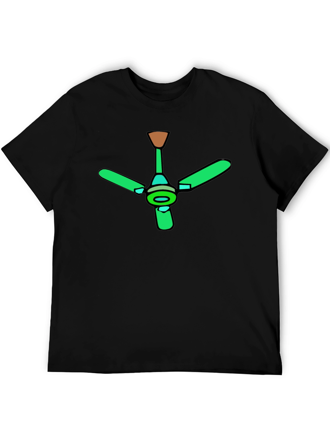 Green Ceiling Fan Graphic Black T-Shirt