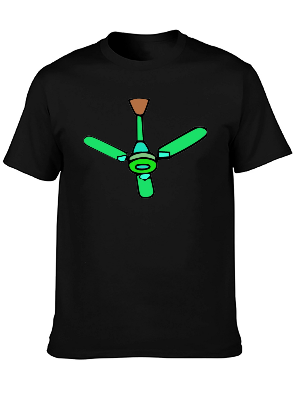 Green Ceiling Fan Graphic Black T-Shirt