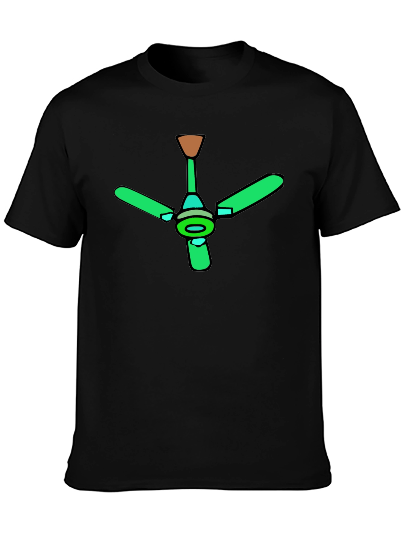 Green Ceiling Fan Graphic Black T-Shirt