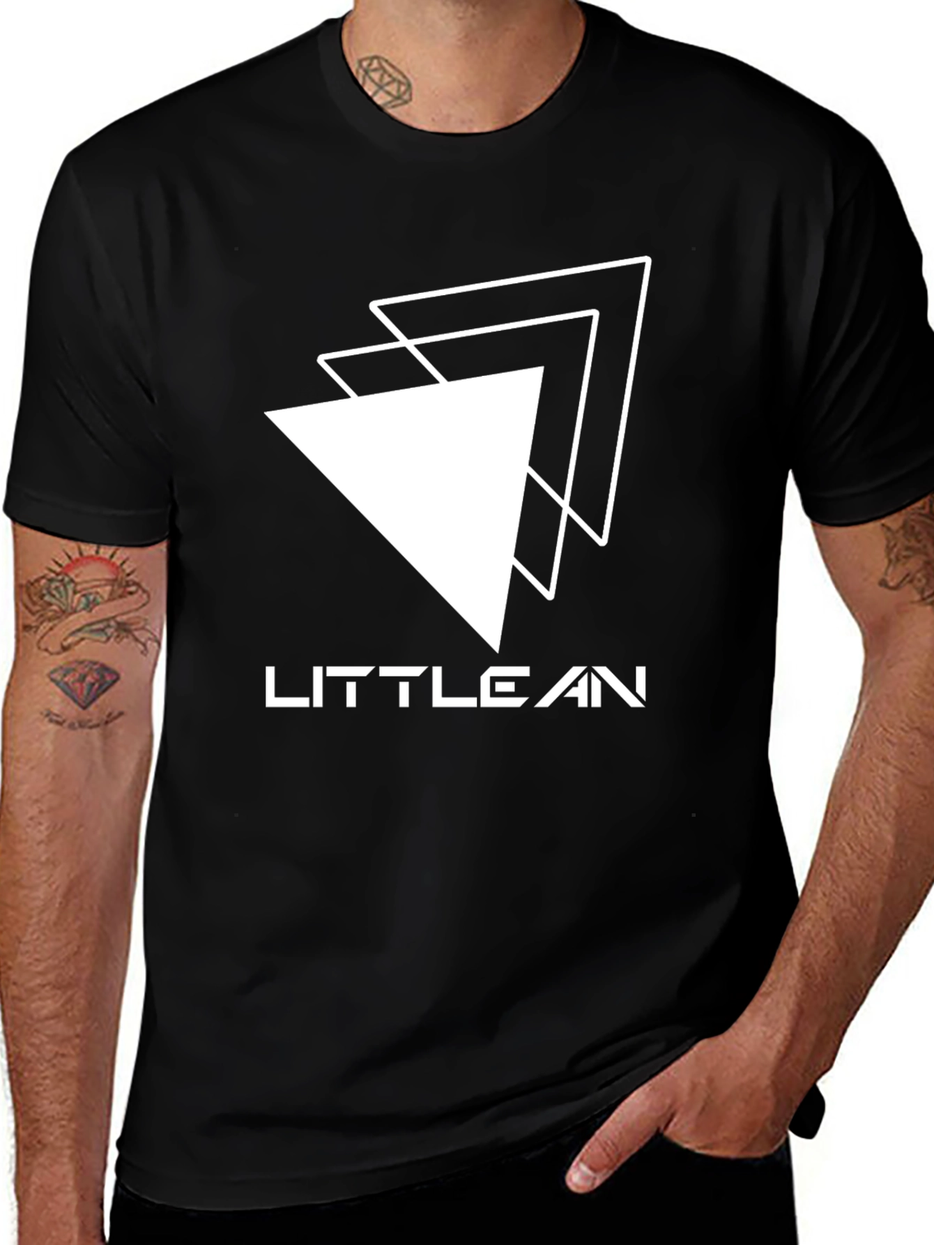 Little Lean Triangle Graphic Black T-Shirt