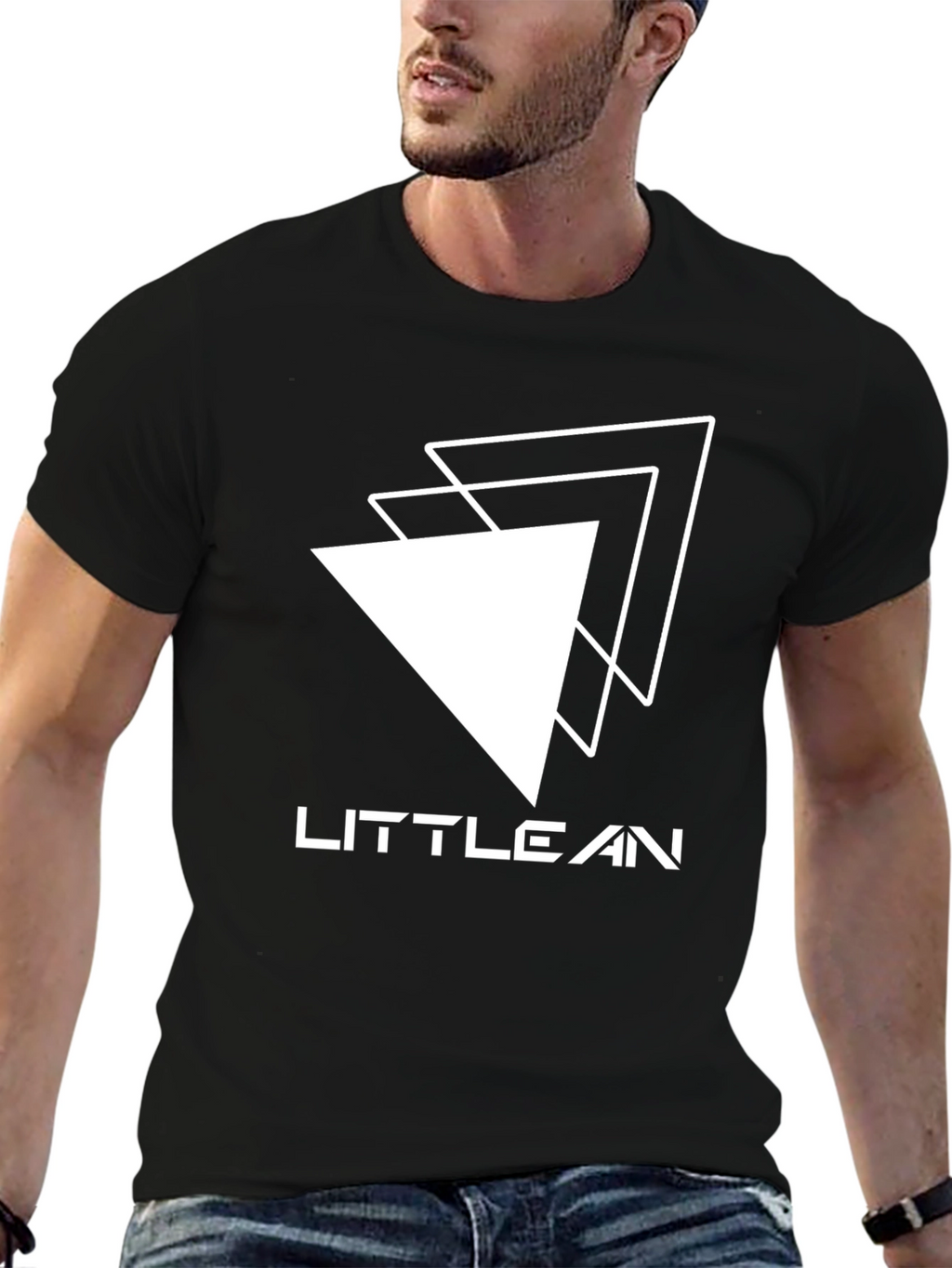 Little Lean Triangle Graphic Black T-Shirt