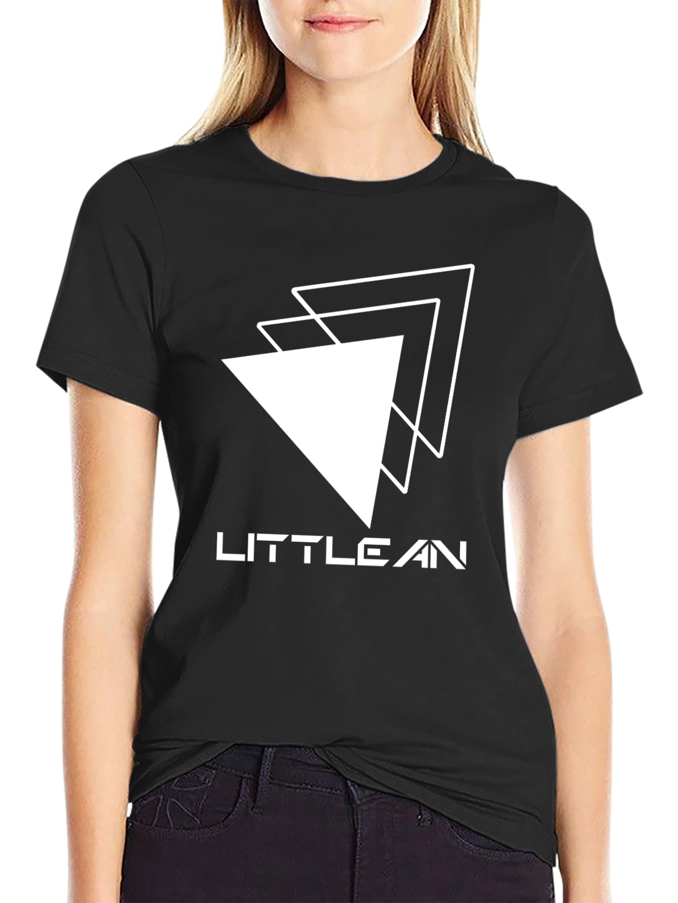 Little Lean Triangle Graphic Black T-Shirt