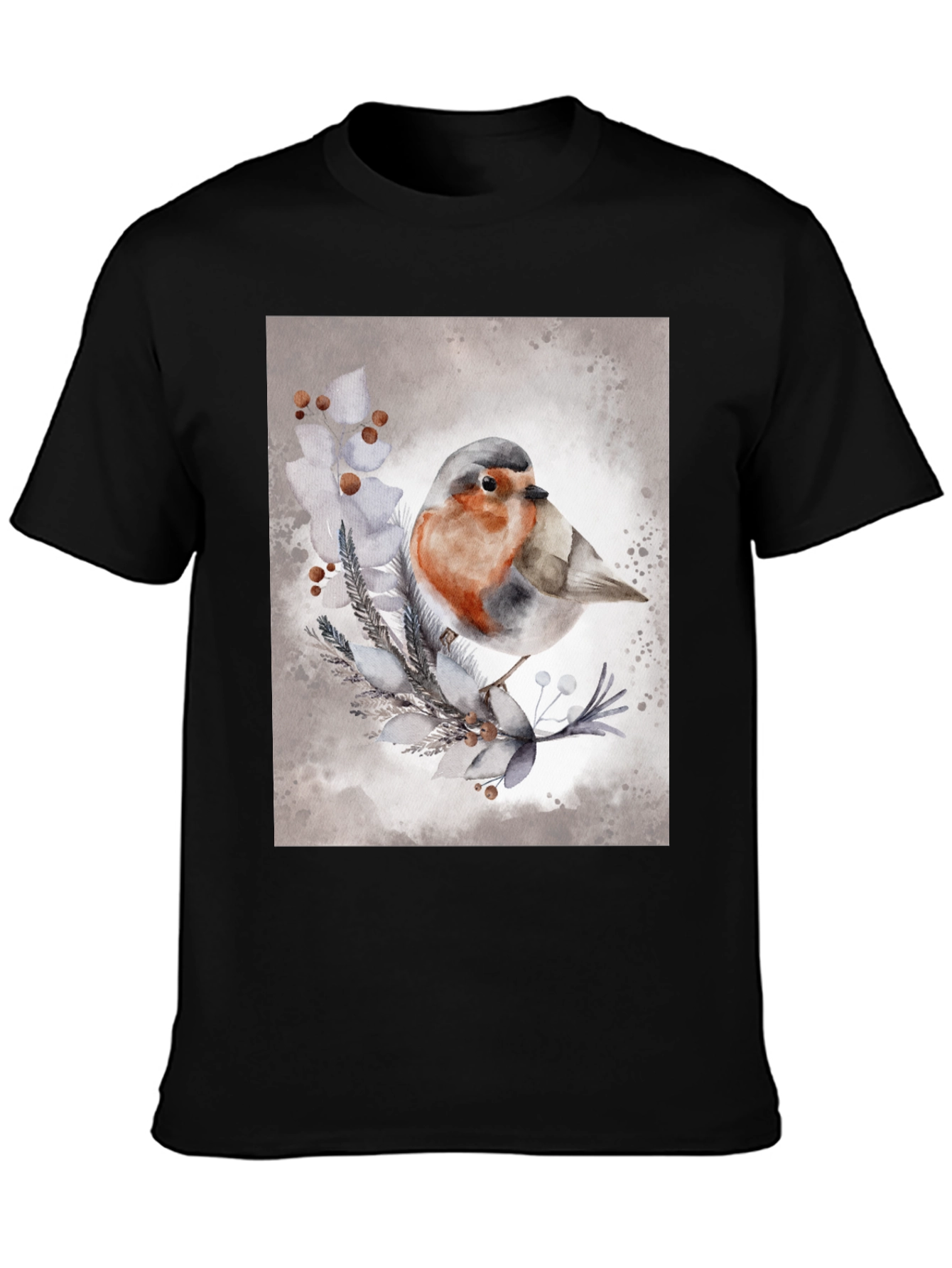 Robin Bird Watercolor Art T-Shirt