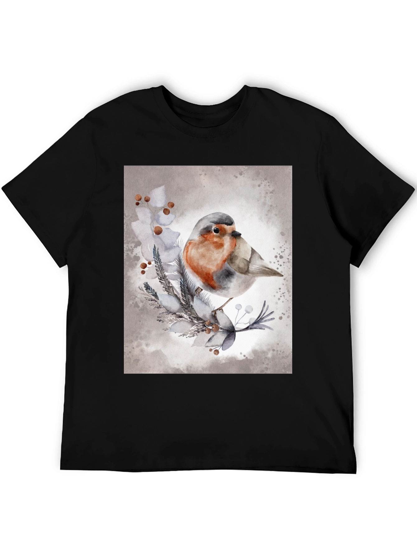 Robin Bird Watercolor Art T-Shirt