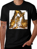 Fiery Guitarist Graphic Tee - Black Cotton T-Shirt