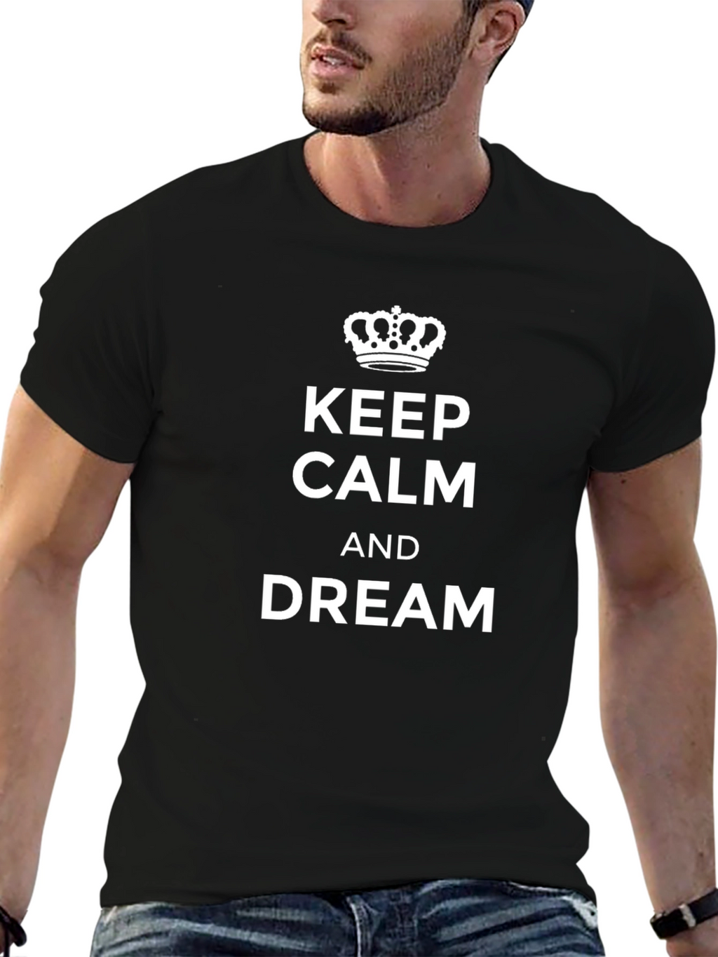 Keep Calm and Dream Graphic Tee - Black