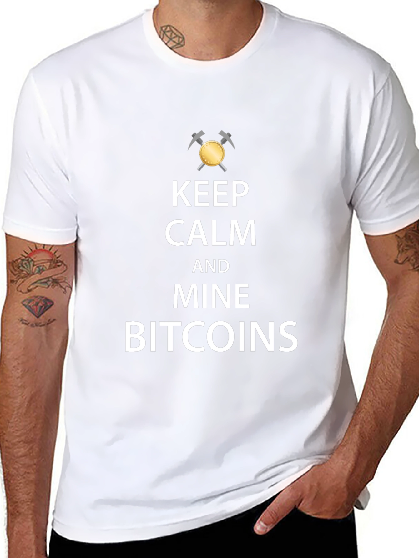Keep Calm and Mine Bitcoins Black T-Shirt
