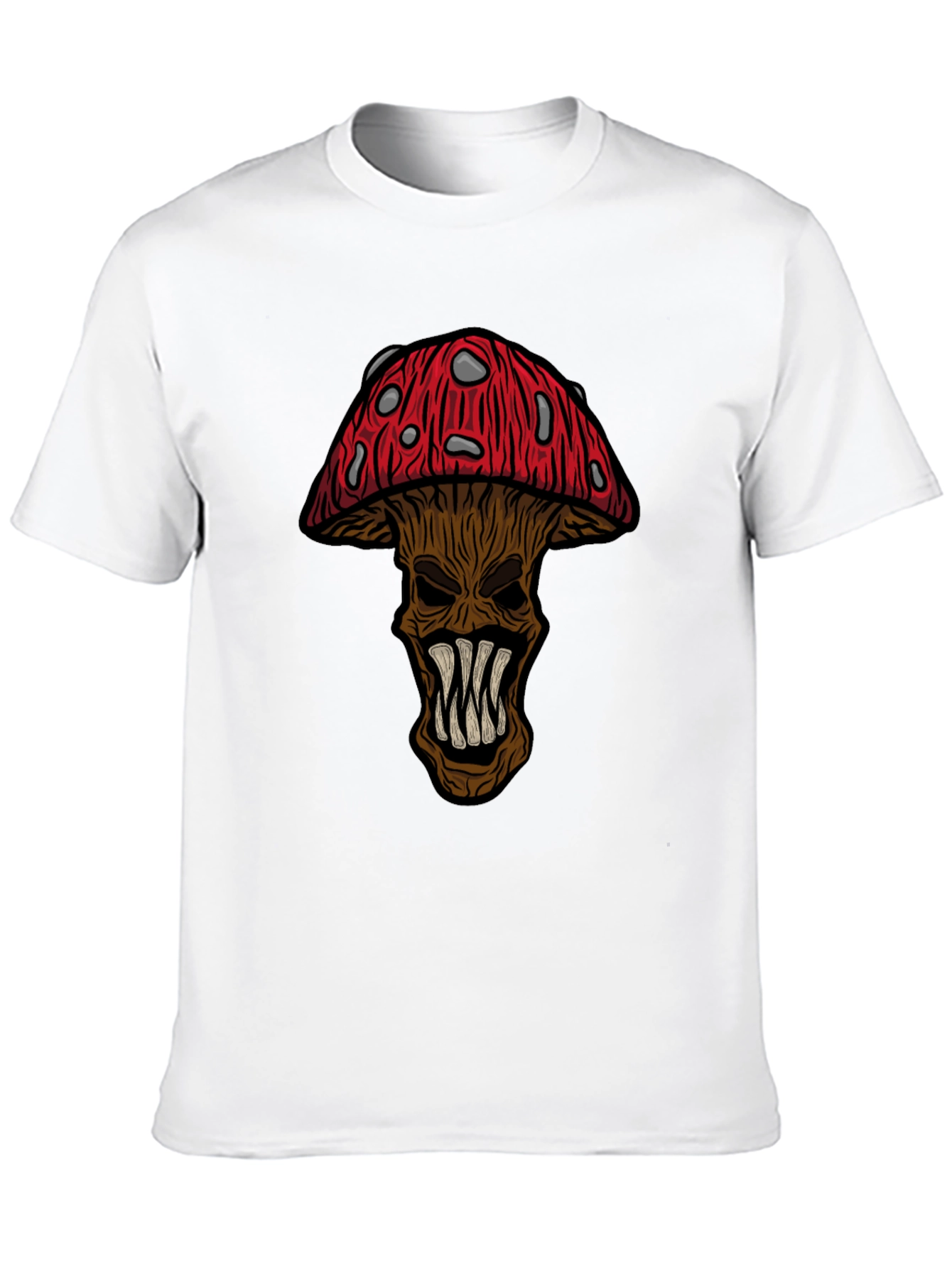 Monster Mushroom Graphic Tee - Black Cotton T-Shirt