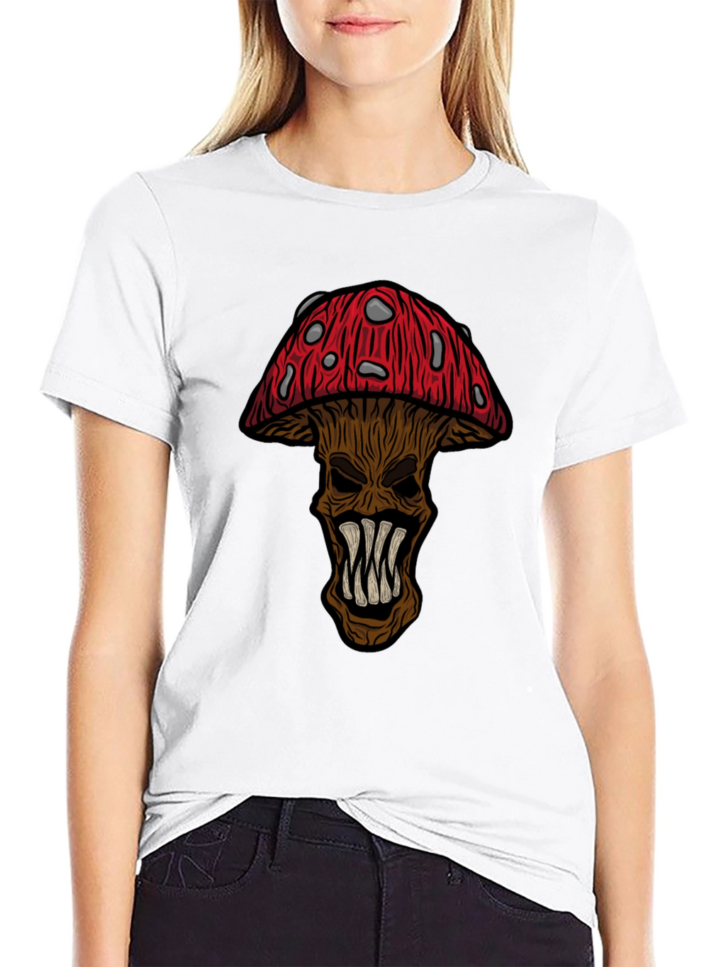 Monster Mushroom Graphic Tee - Black Cotton T-Shirt