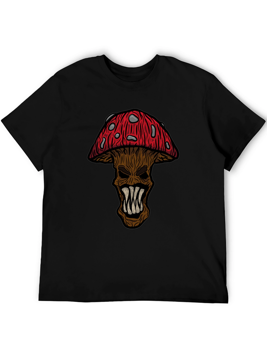Monster Mushroom Graphic Tee - Black Cotton T-Shirt