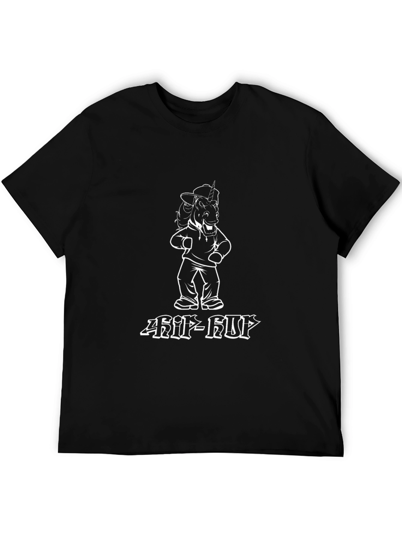 Hip Hop Unicorn Graphic T-Shirt - Black