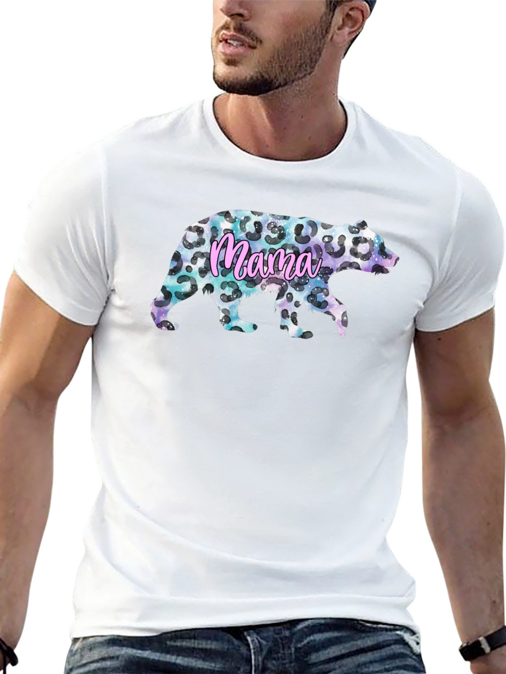 Mama Bear Leopard Print Graphic Tee