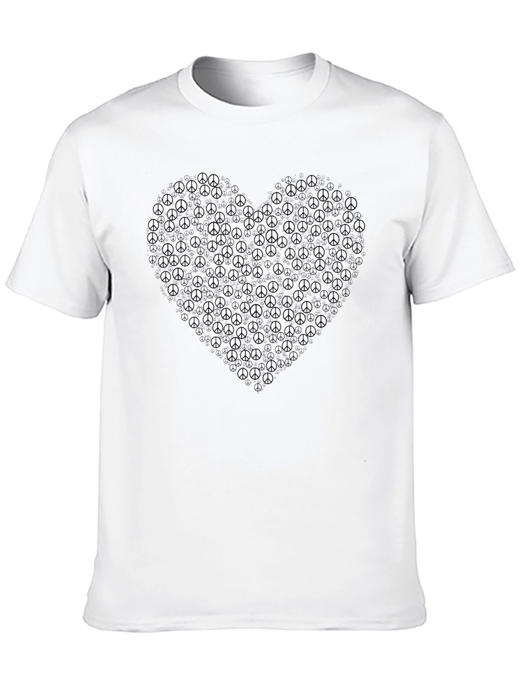 Peace Sign Heart Graphic Black T-Shirt