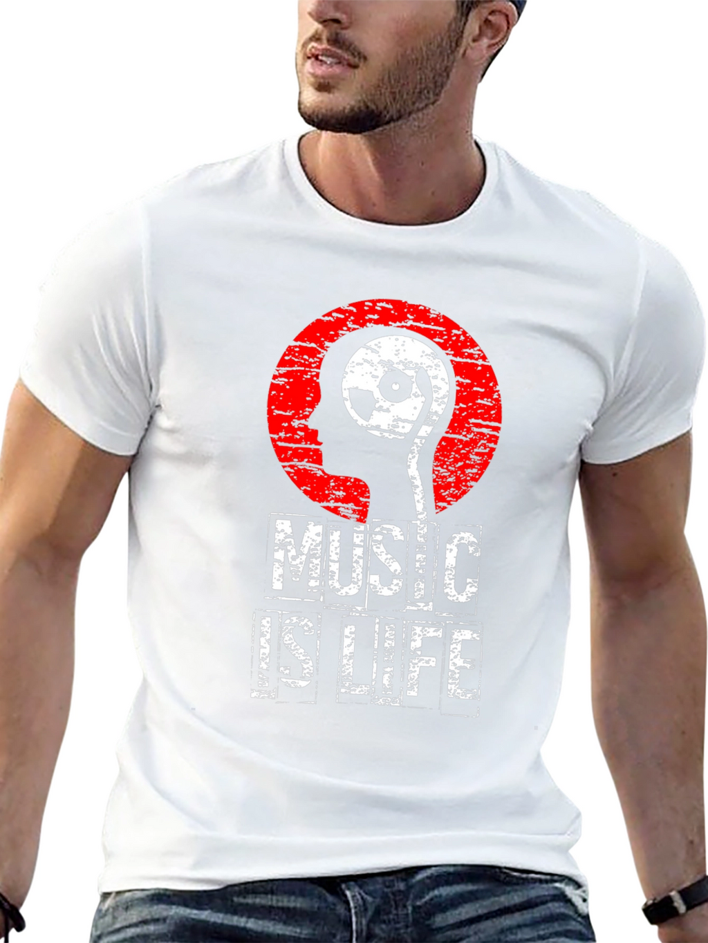 Music is Life Graphic Print T-Shirt
