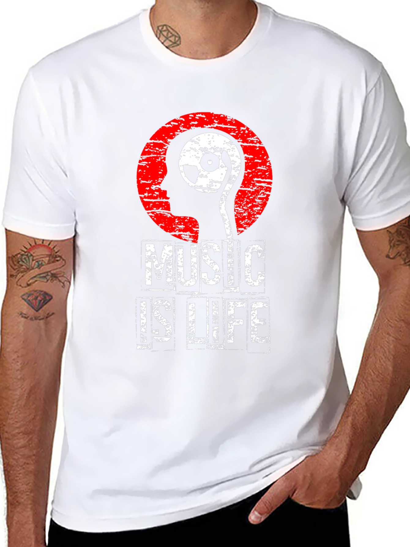 Music is Life Graphic Print T-Shirt