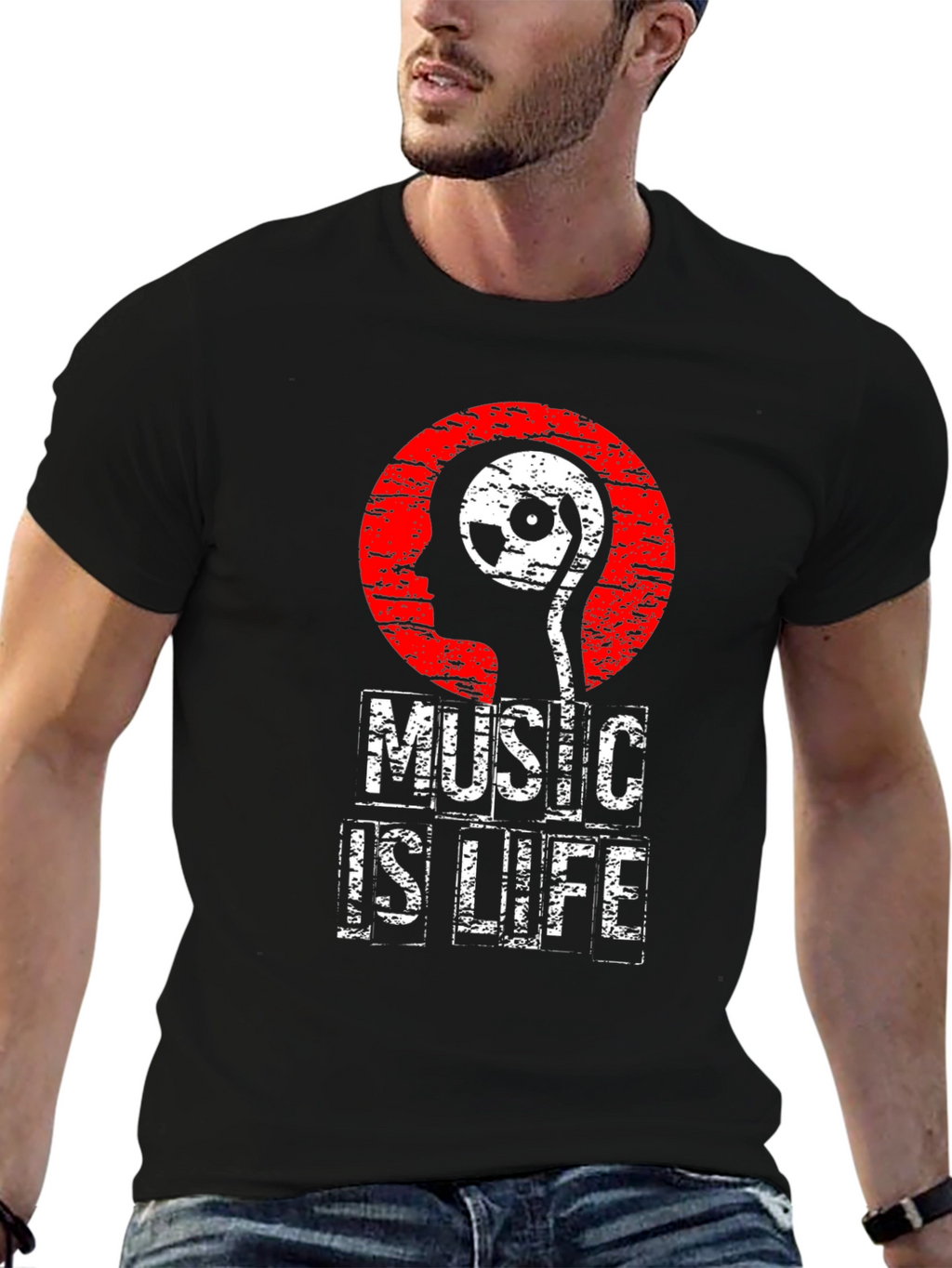 Music is Life Graphic Print T-Shirt