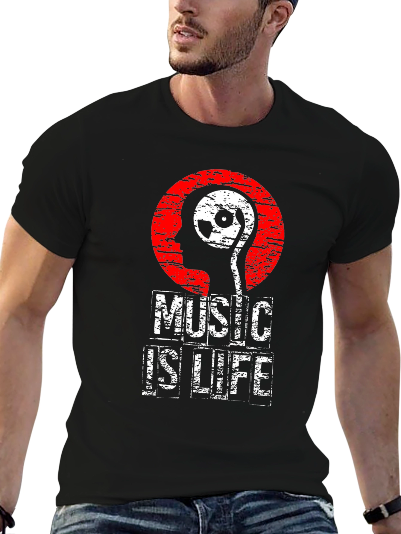 Music is Life Graphic Print T-Shirt