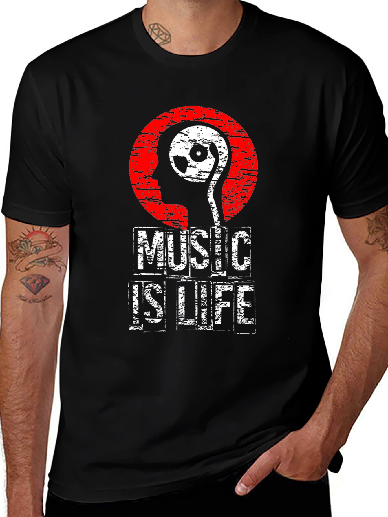 Music is Life Graphic Print T-Shirt