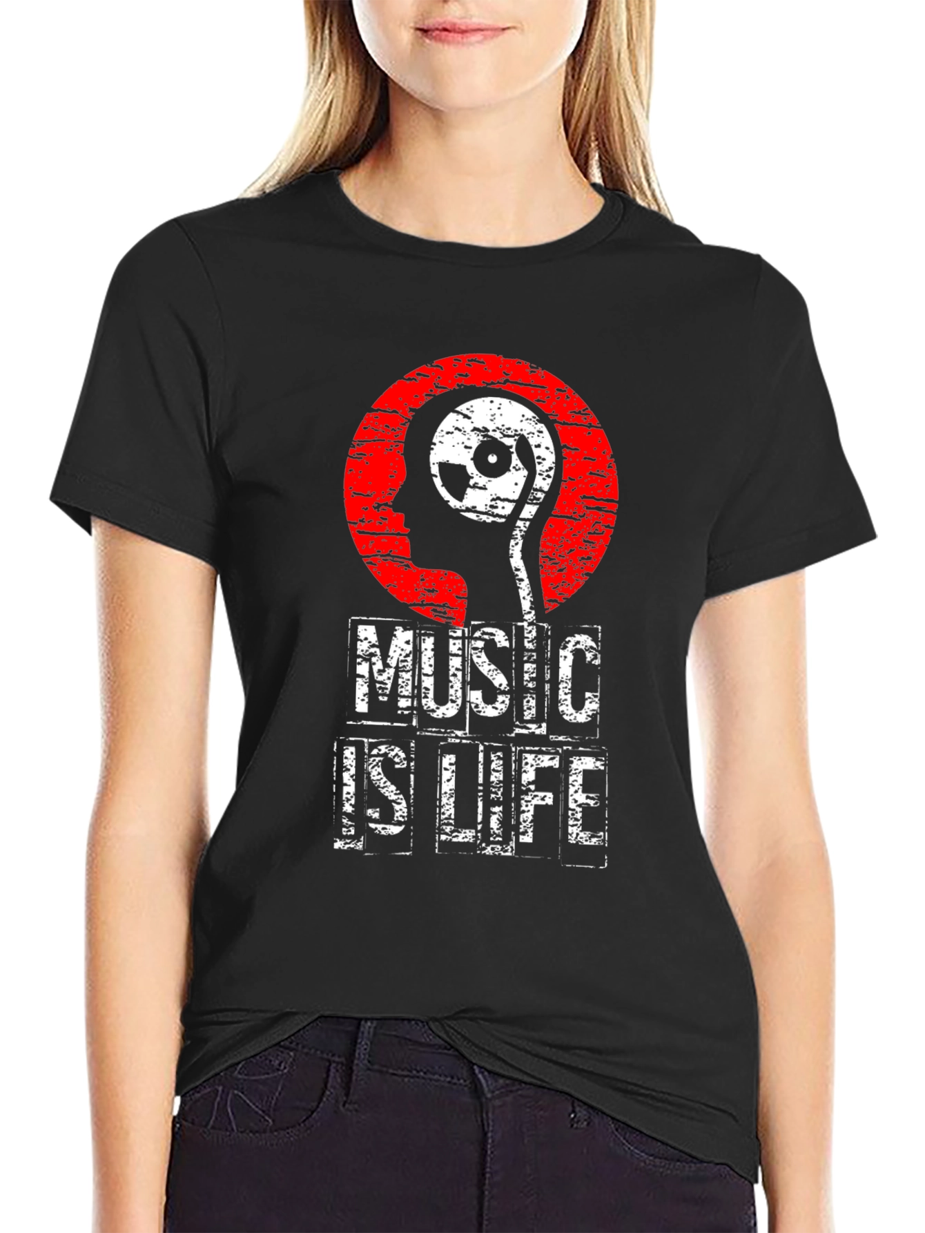 Music is Life Graphic Print T-Shirt