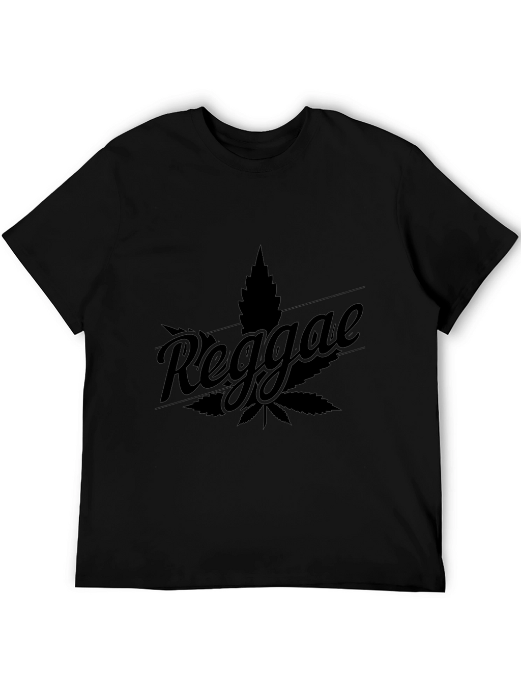Reggae Leaf Graphic Tee - Black Cotton T-Shirt