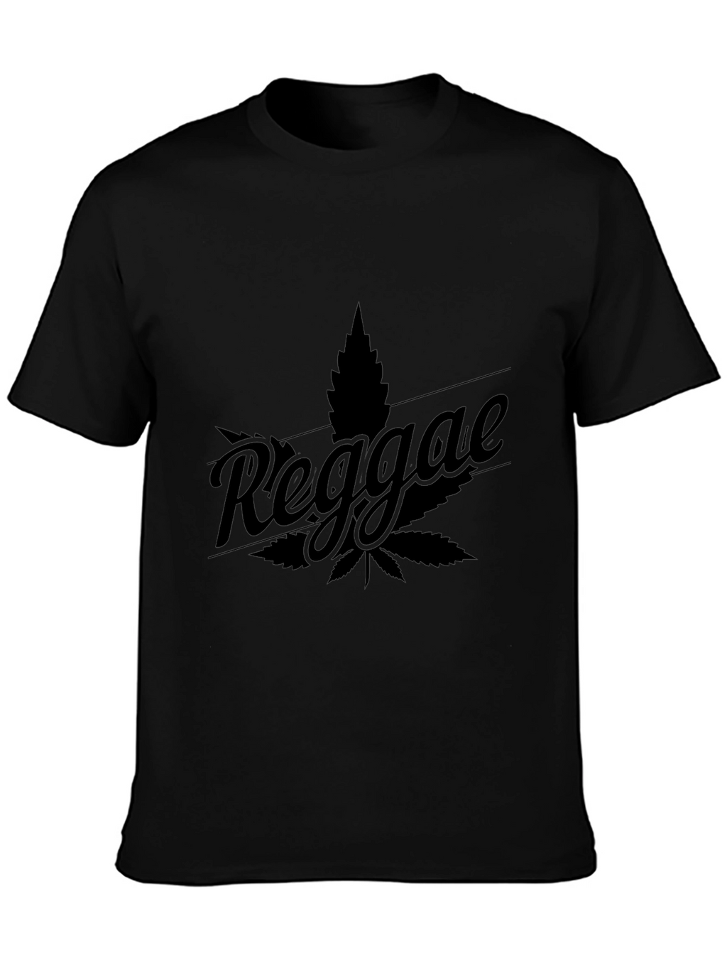 Reggae Leaf Graphic Tee - Black Cotton T-Shirt