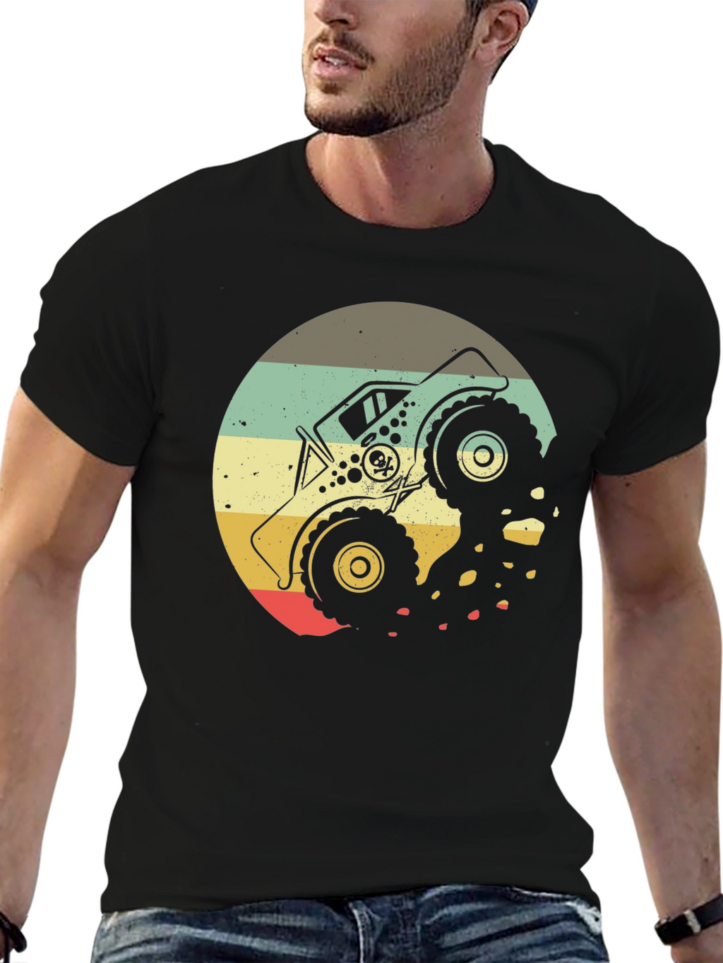 Monster Truck Retro Graphic T-Shirt - Black