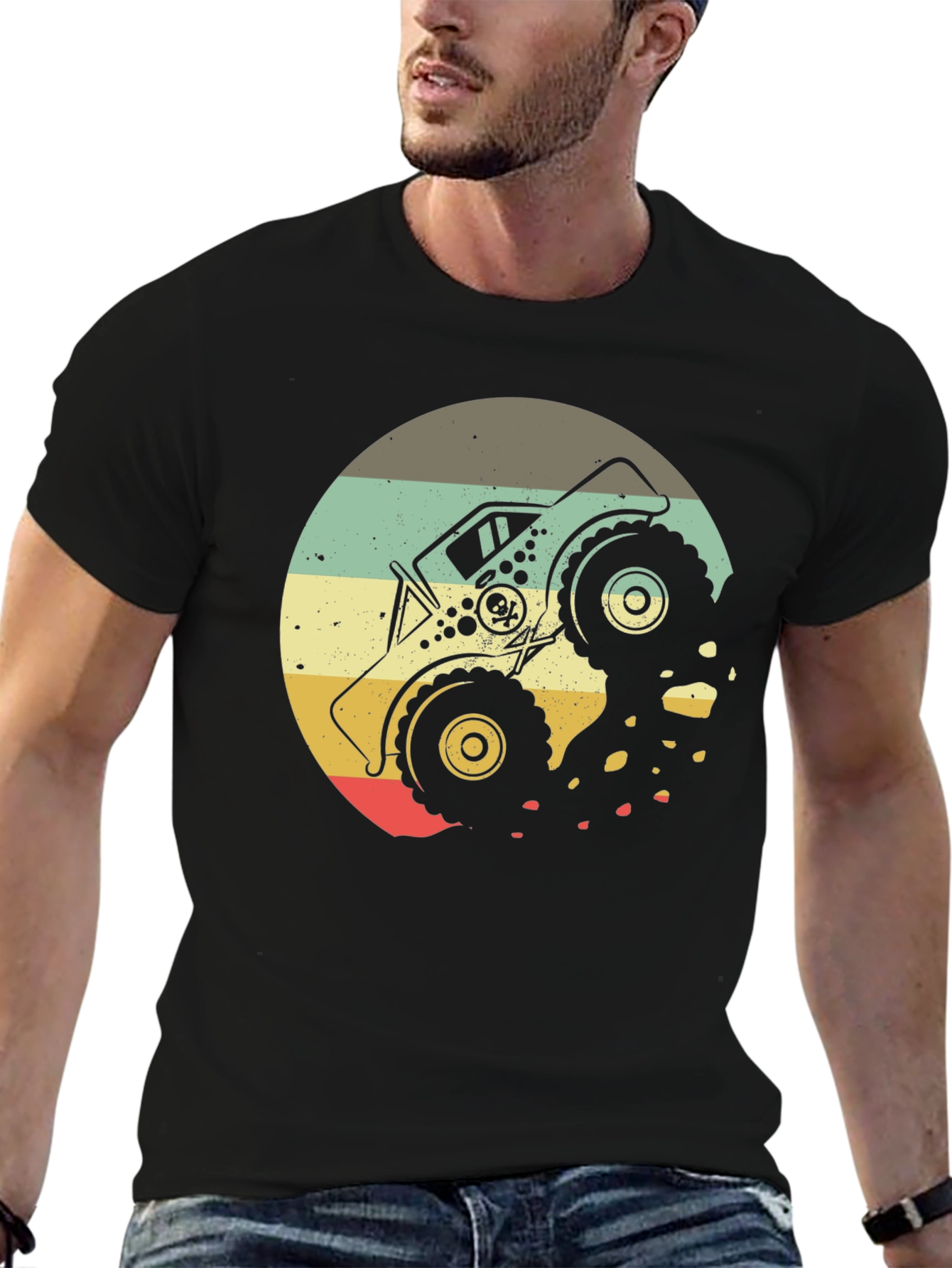 Monster Truck Retro Graphic T-Shirt - Black