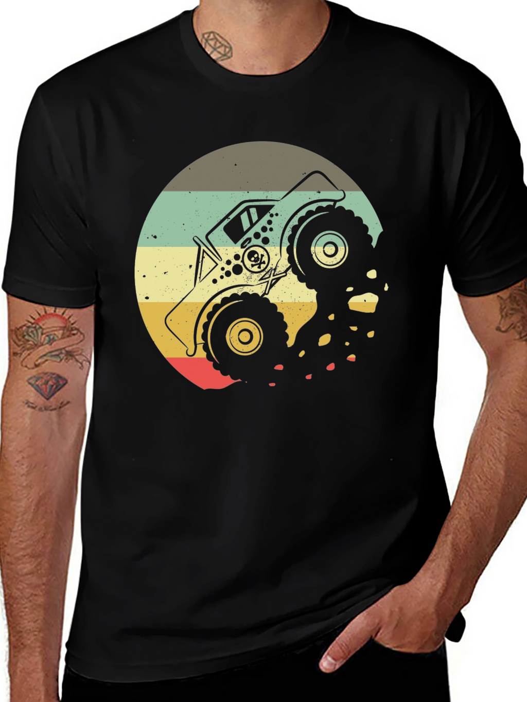 Monster Truck Retro Graphic T-Shirt - Black