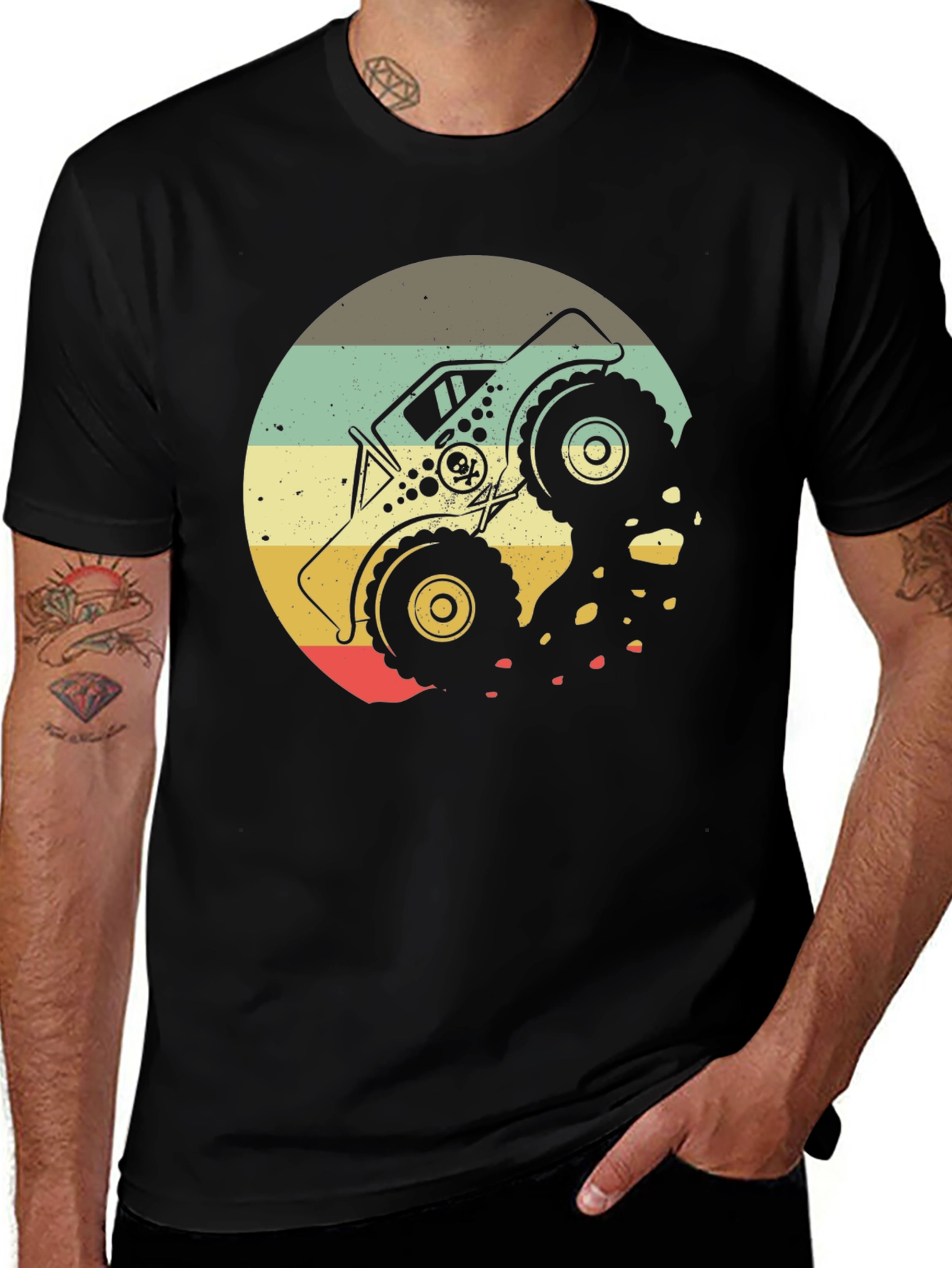 Monster Truck Retro Graphic T-Shirt - Black