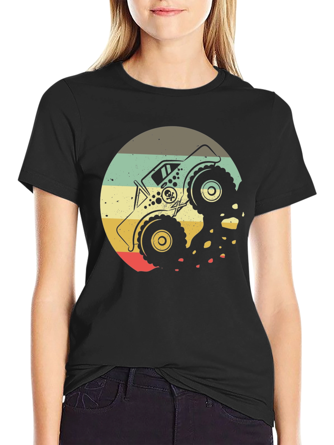 Monster Truck Retro Graphic T-Shirt - Black