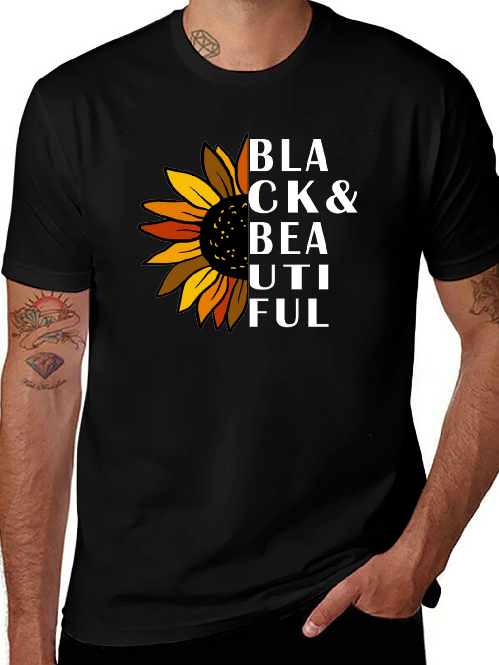 Black & Beautiful Sunflower Graphic T-Shirt