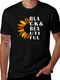 Black & Beautiful Sunflower Graphic T-Shirt