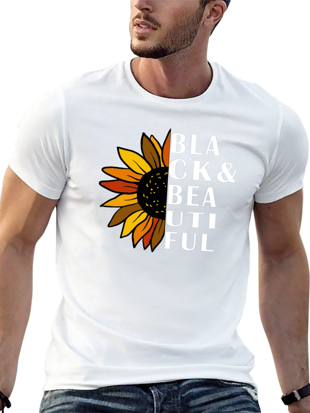 Black & Beautiful Sunflower Graphic T-Shirt