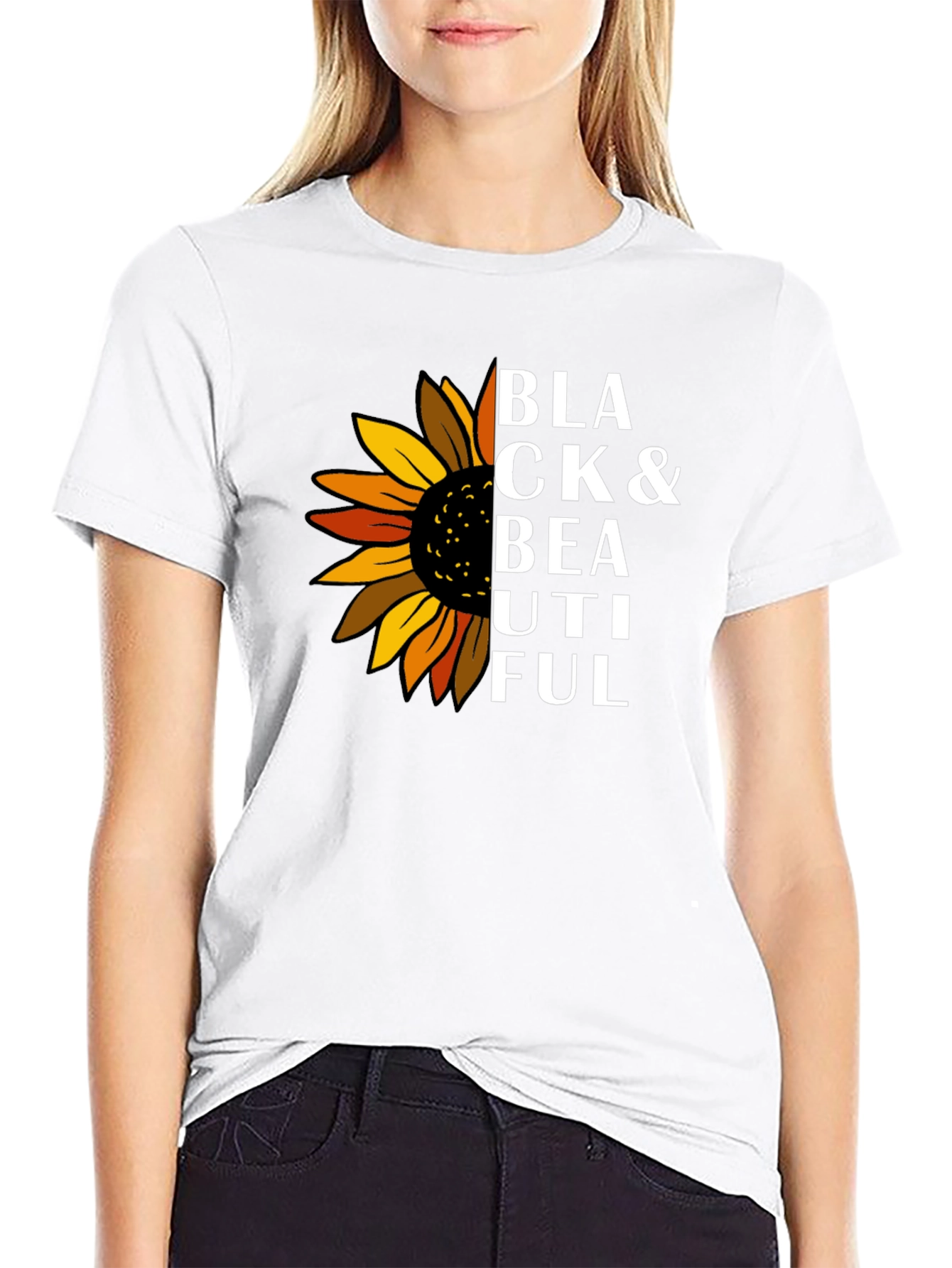 Black & Beautiful Sunflower Graphic T-Shirt