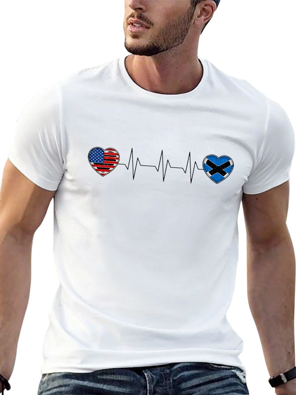 USA Scotland Heartbeat T-Shirt
