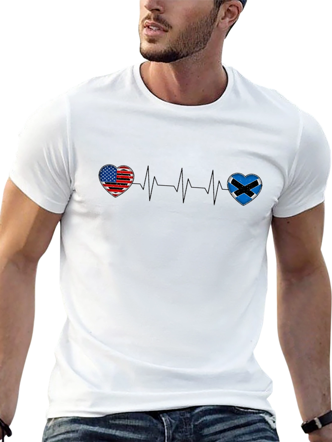 USA Scotland Heartbeat T-Shirt