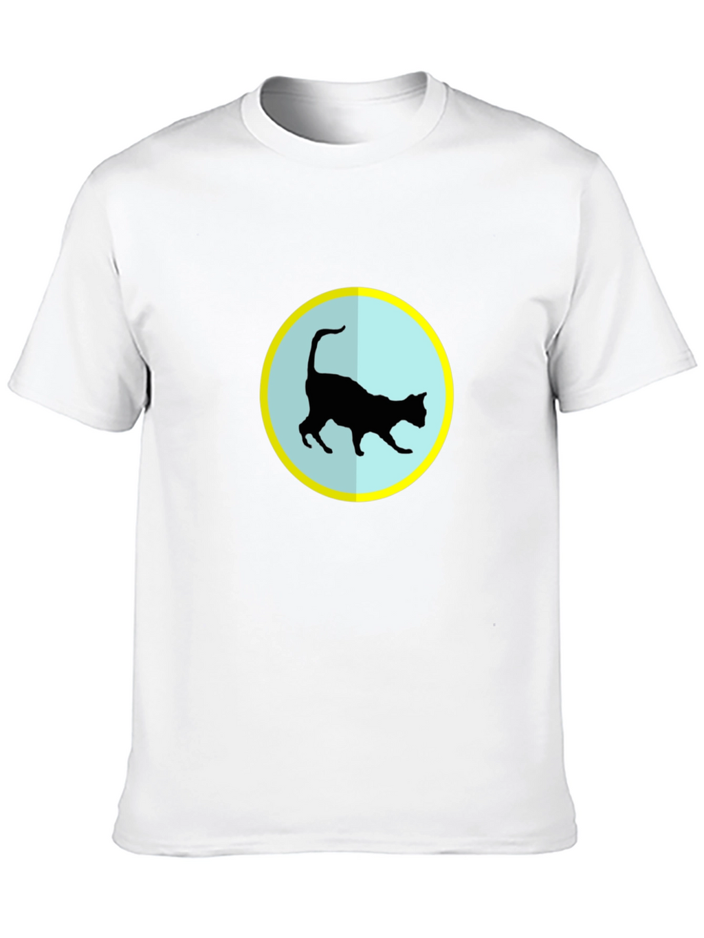Cat Silhouette T-Shirt - Black Crew Neck Tee