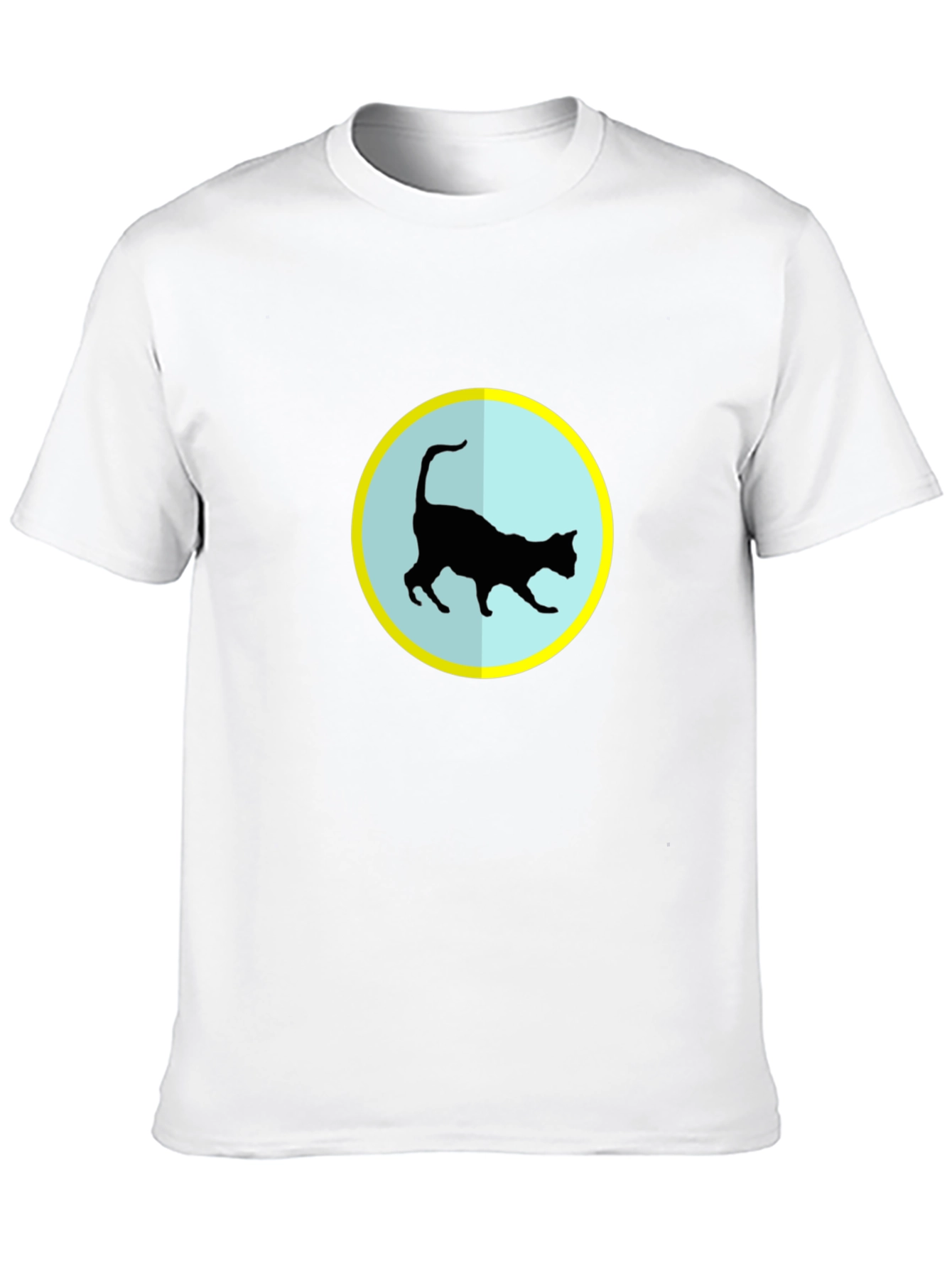 Cat Silhouette T-Shirt - Black Crew Neck Tee