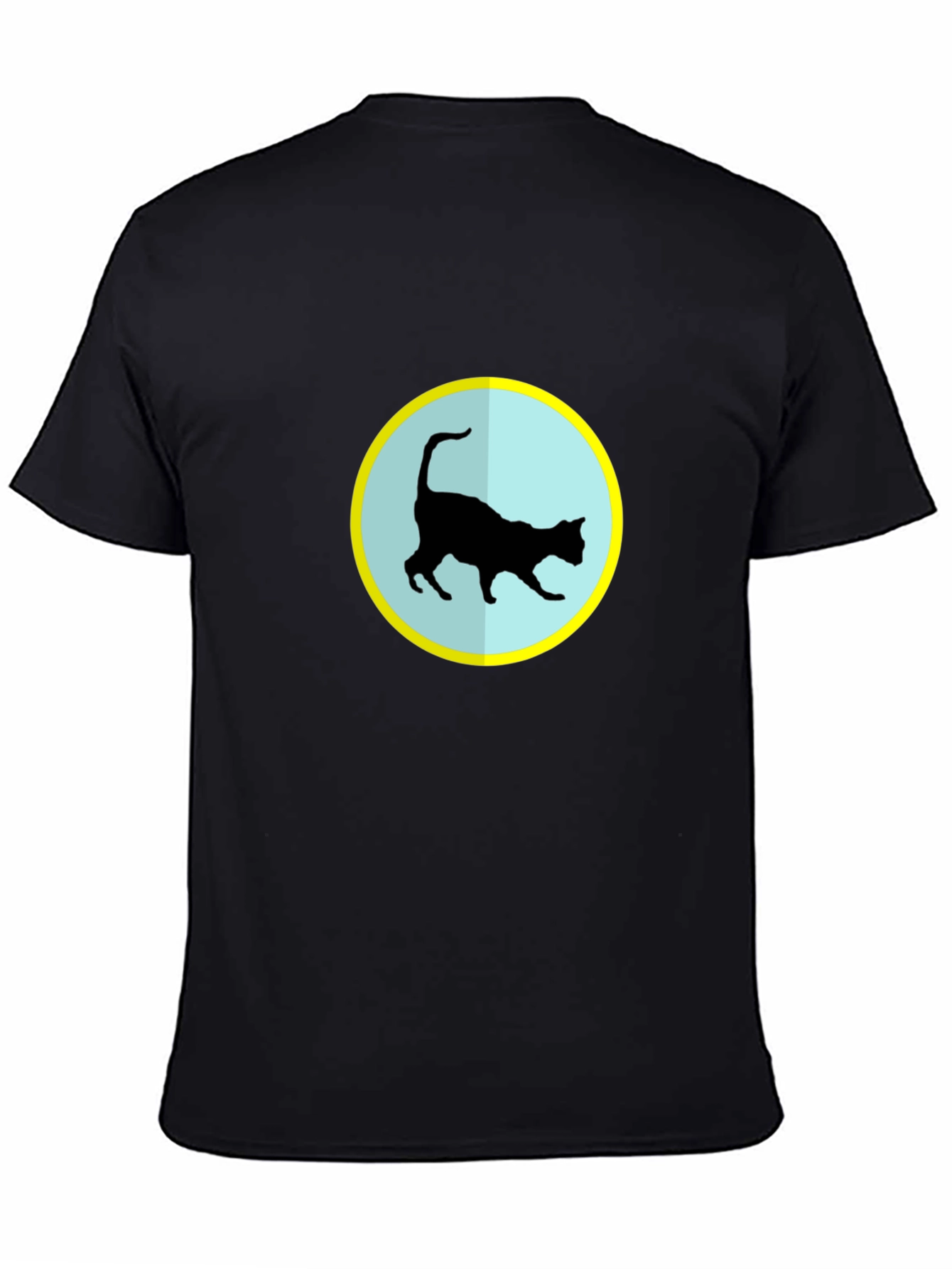 Cat Silhouette T-Shirt - Black Crew Neck Tee