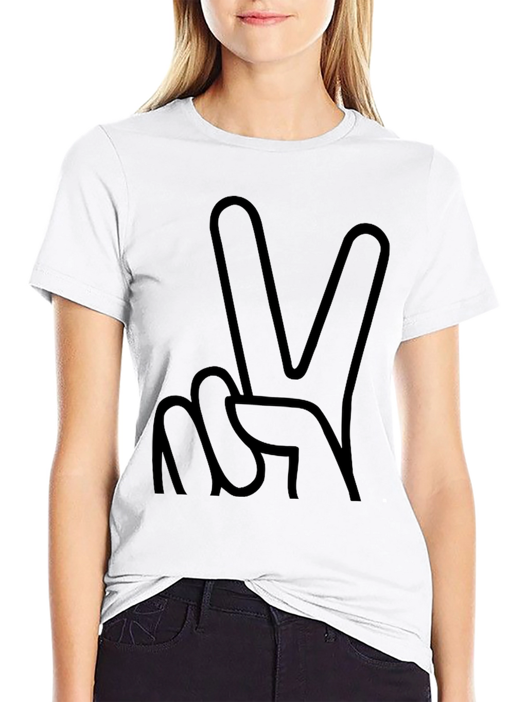Peace Sign Graphic Black T-Shirt