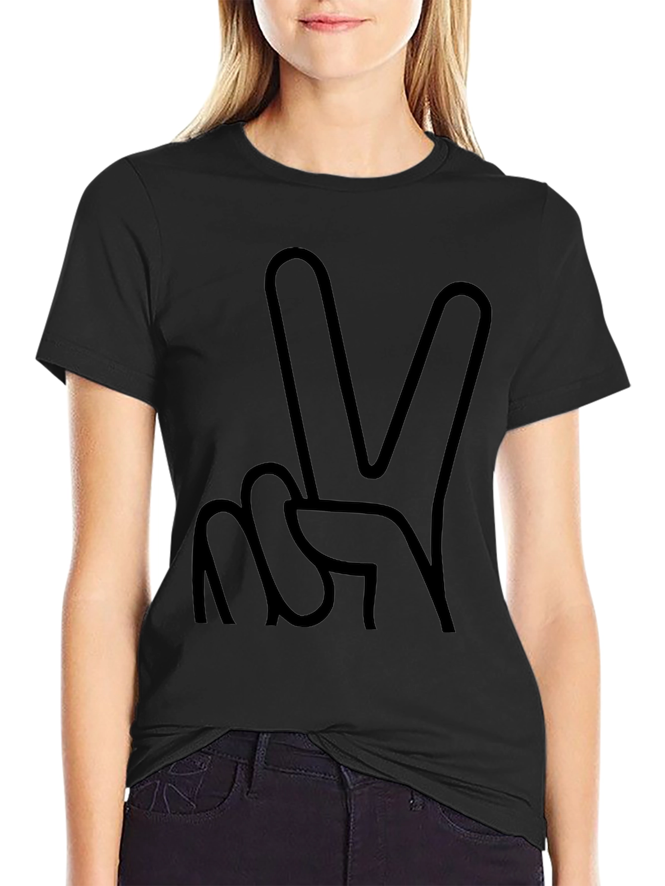 Peace Sign Graphic Black T-Shirt