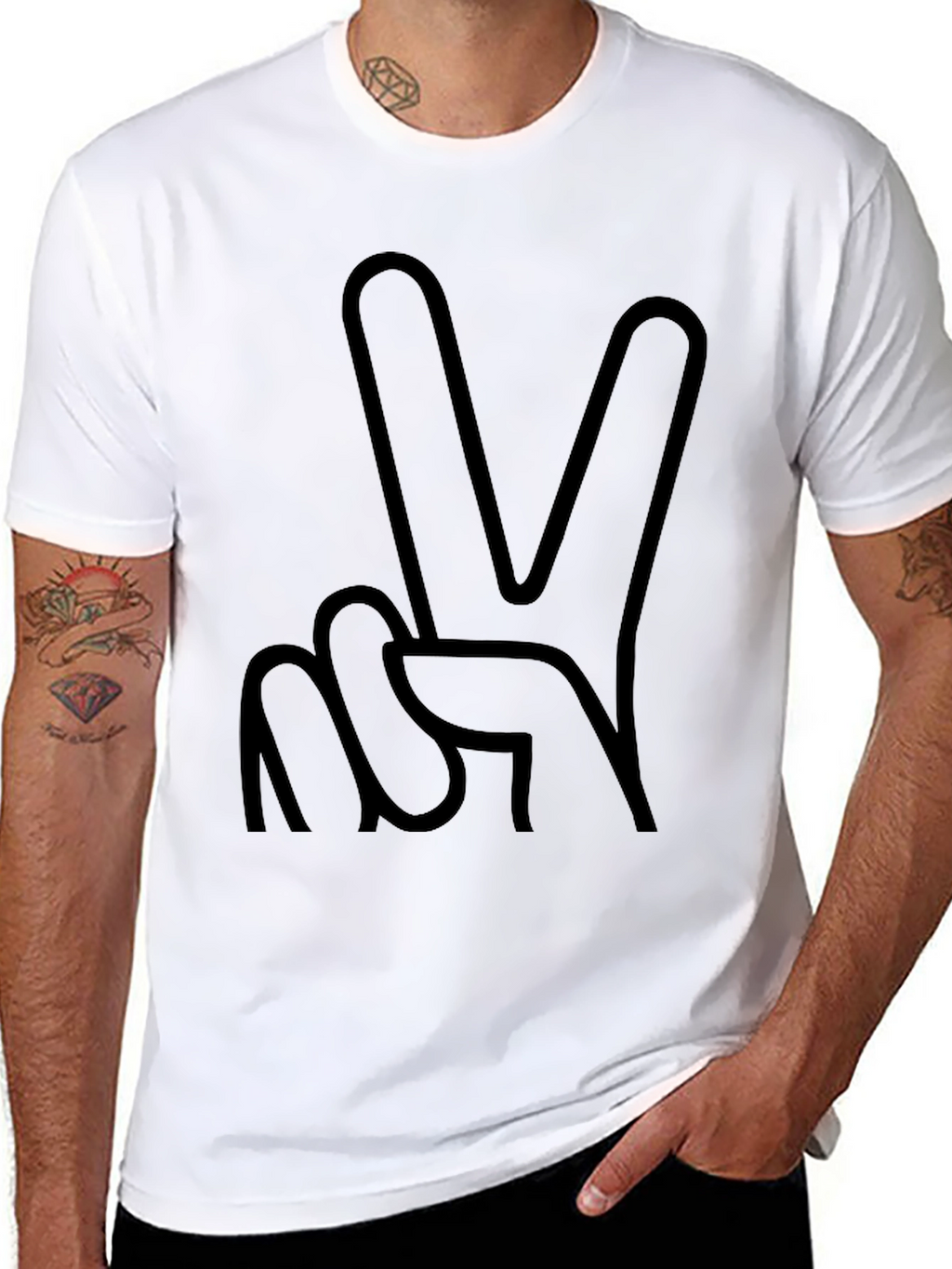 Peace Sign Graphic Black T-Shirt