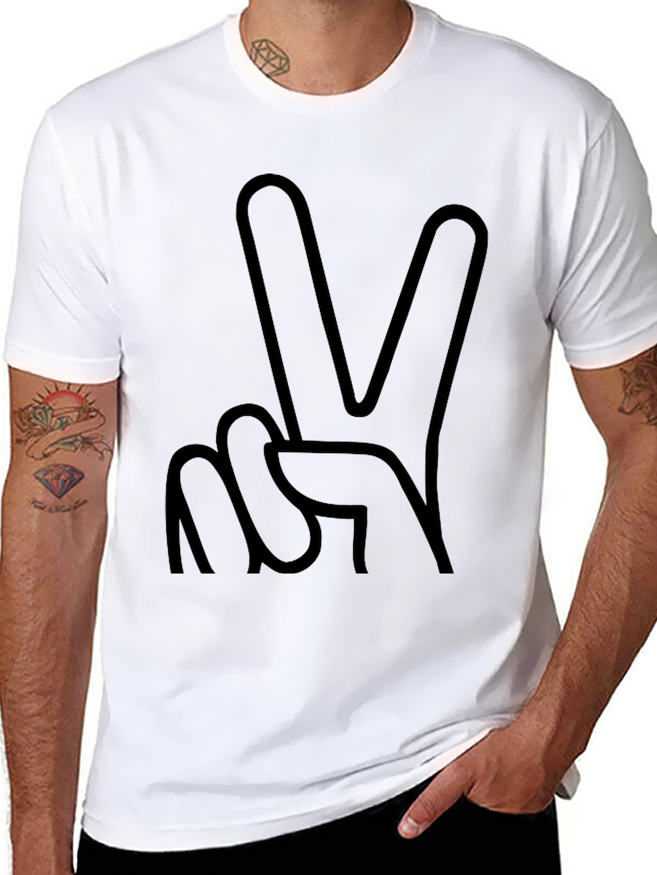 Peace Sign Graphic Black T-Shirt