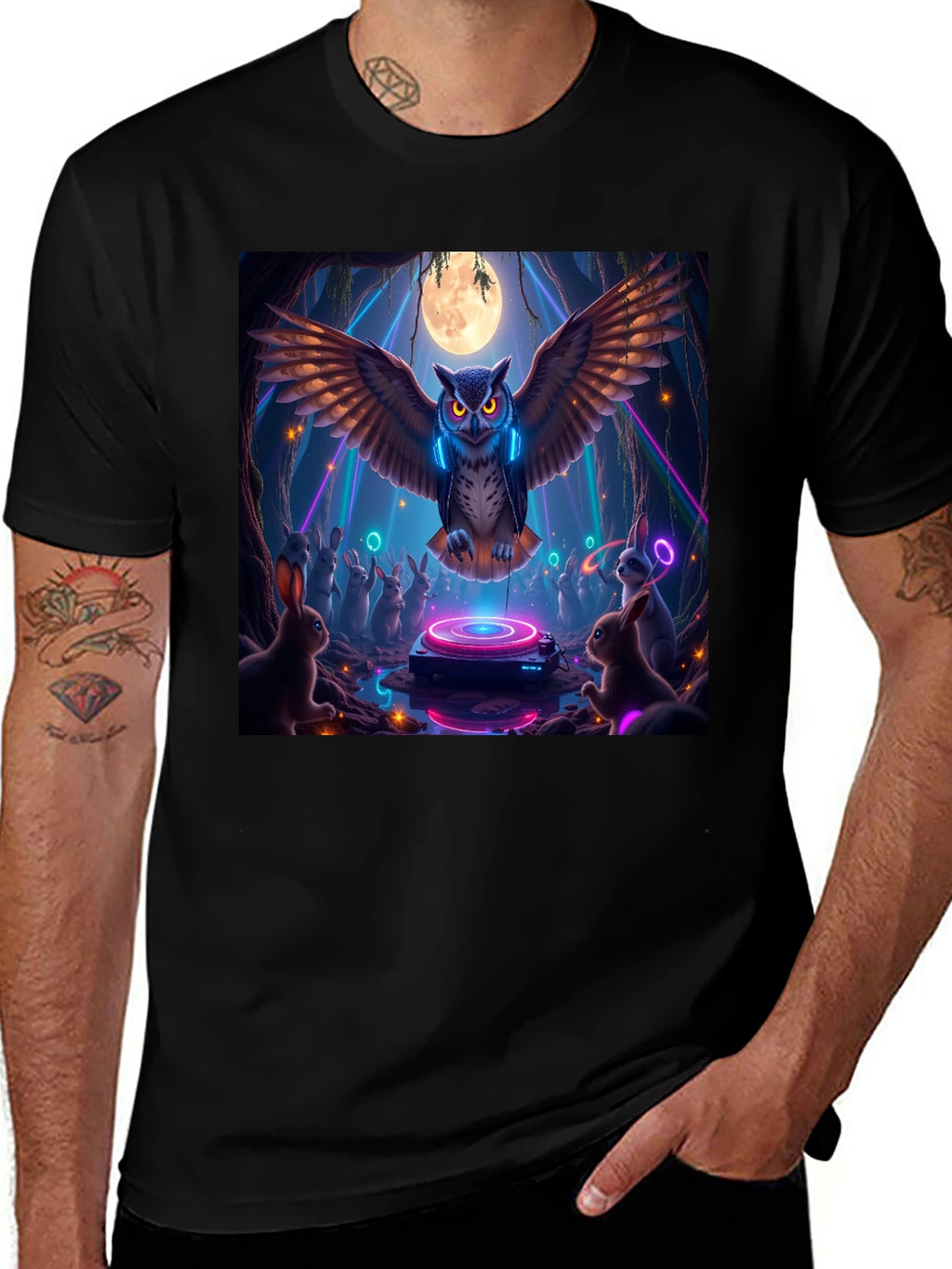 DJ Owl Graphic Tee - Rave Party Animals