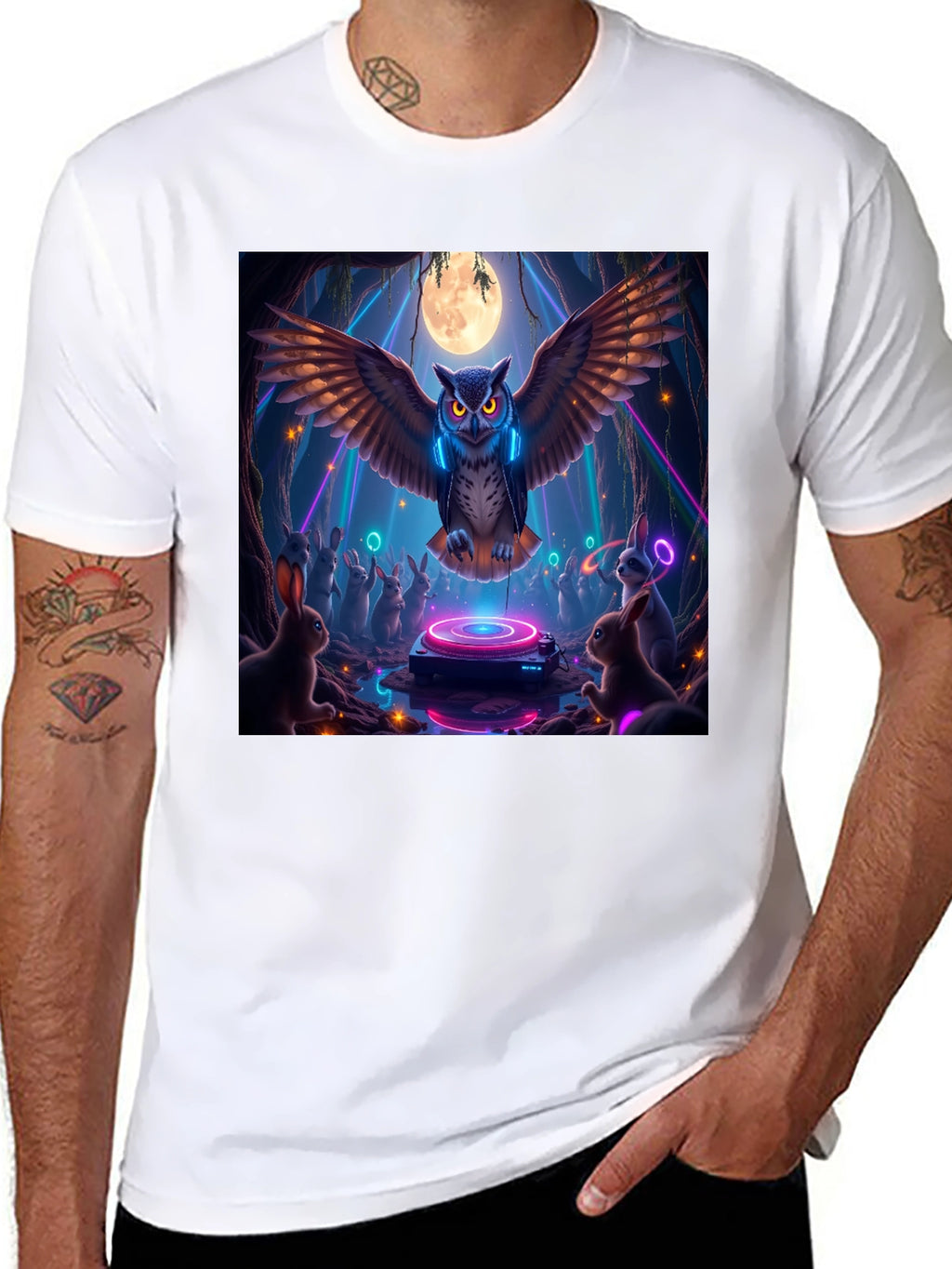 DJ Owl Graphic Tee - Rave Party Animals