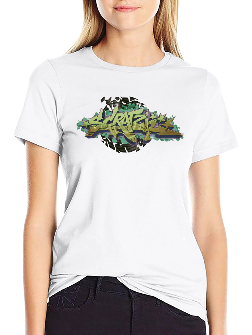 Urban Graffiti Style Black Graphic T-Shirt