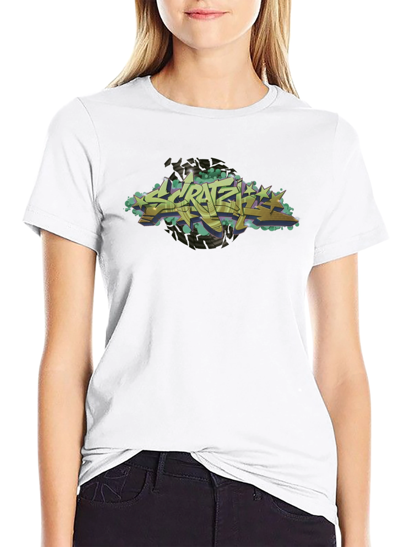 Urban Graffiti Style Black Graphic T-Shirt