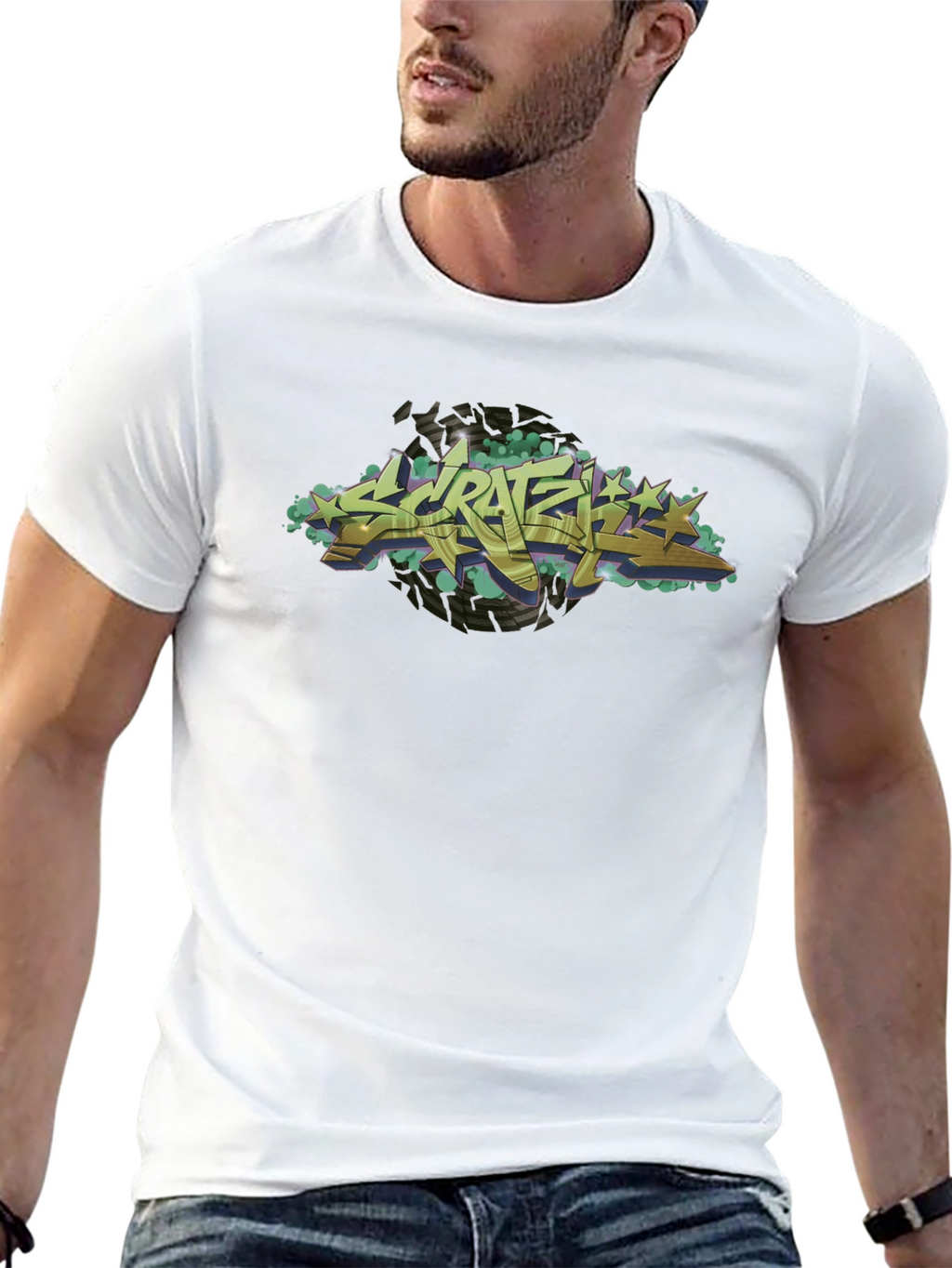 Urban Graffiti Style Black Graphic T-Shirt